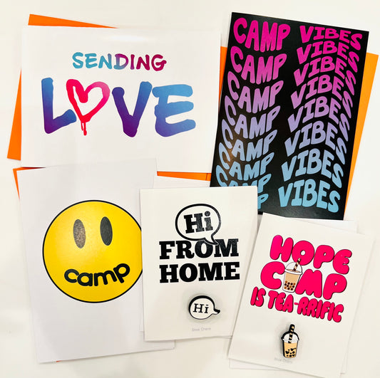 Charm Collection: Cool Camp Pack of 5 greeting cards with 2 shoe charms