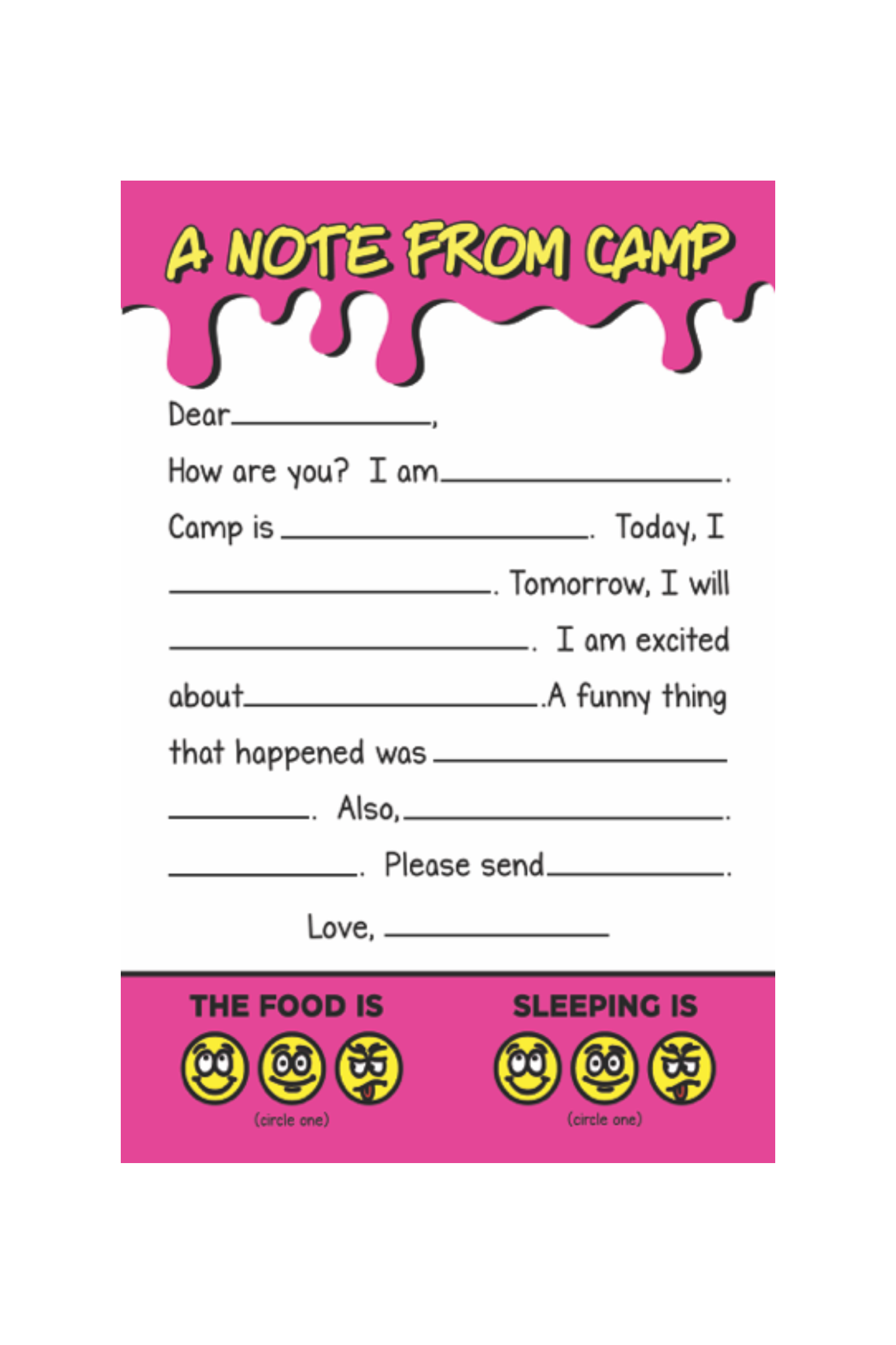 Fill-In Camp Stationery Sets