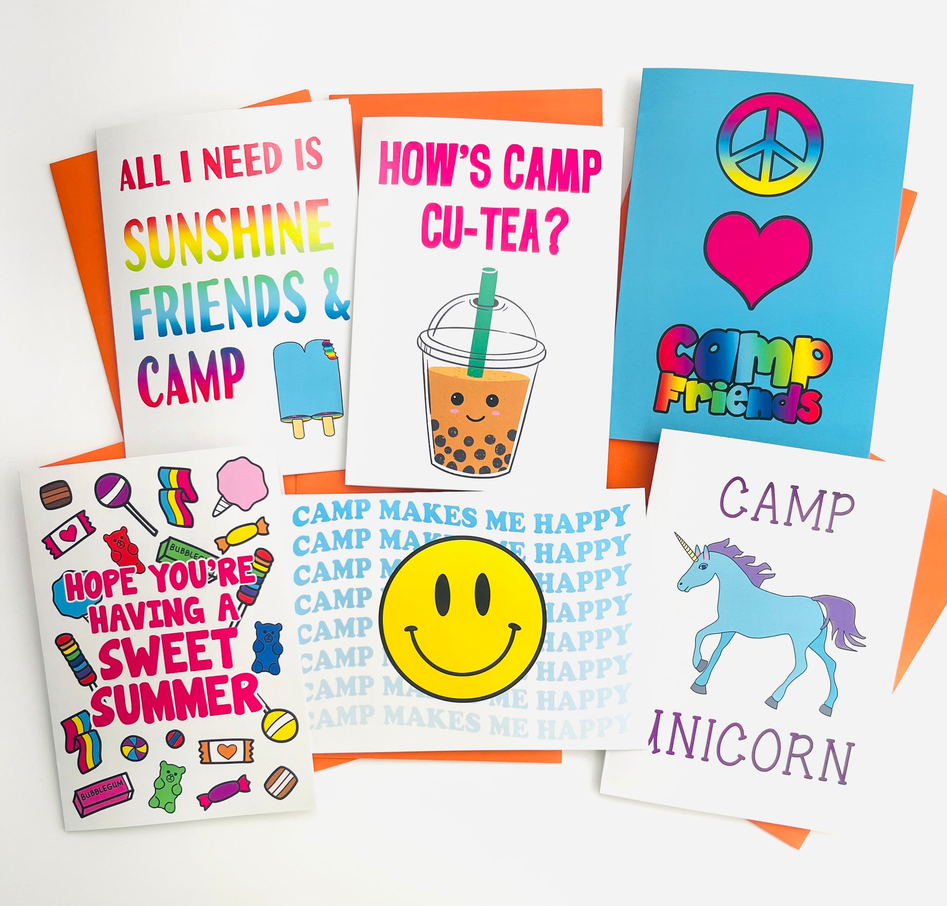 SWEET PACK-Summer Camp Greeting Cards Set of 6 – Sunny Marshmallow sweet-pack-summer-camp-greeting-cards-set-of-6-sunny-marshmallow