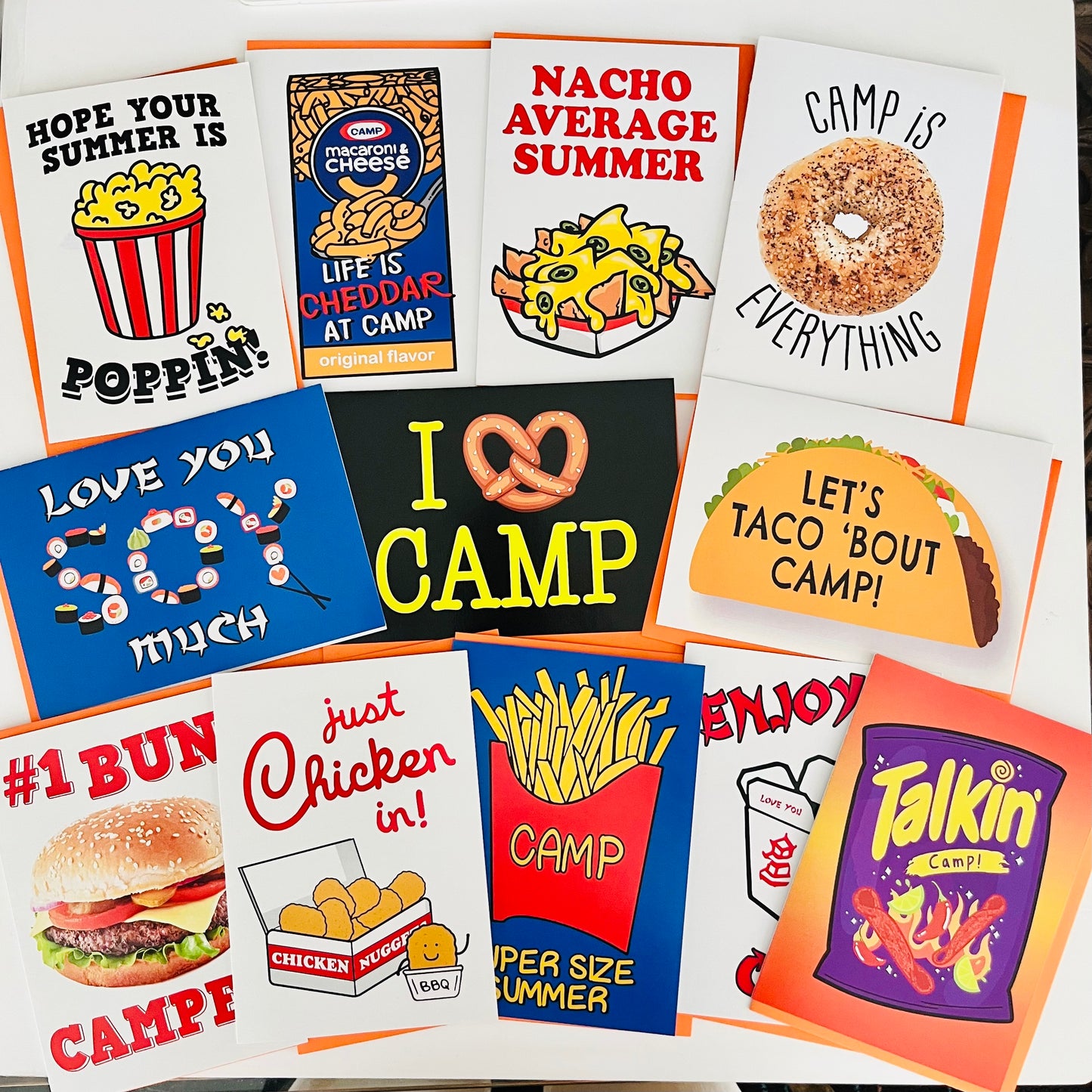 NEW! Foodie Supreme Camp Pack of 12 Greeting Cards