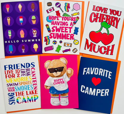 NEW! SWEET PACK-Summer Camp Greeting Cards Set of 6