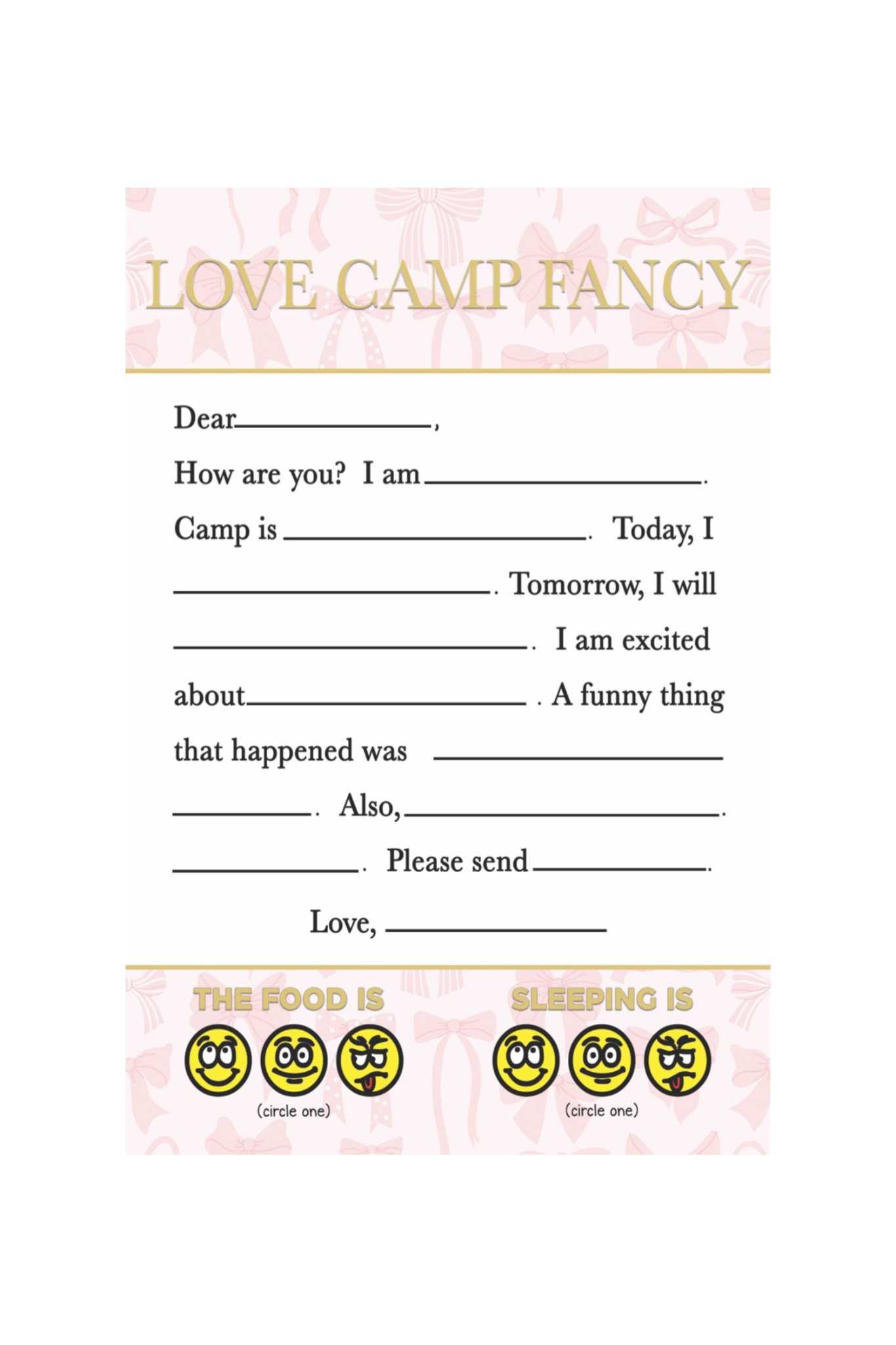 Fill-In Camp Stationery Sets