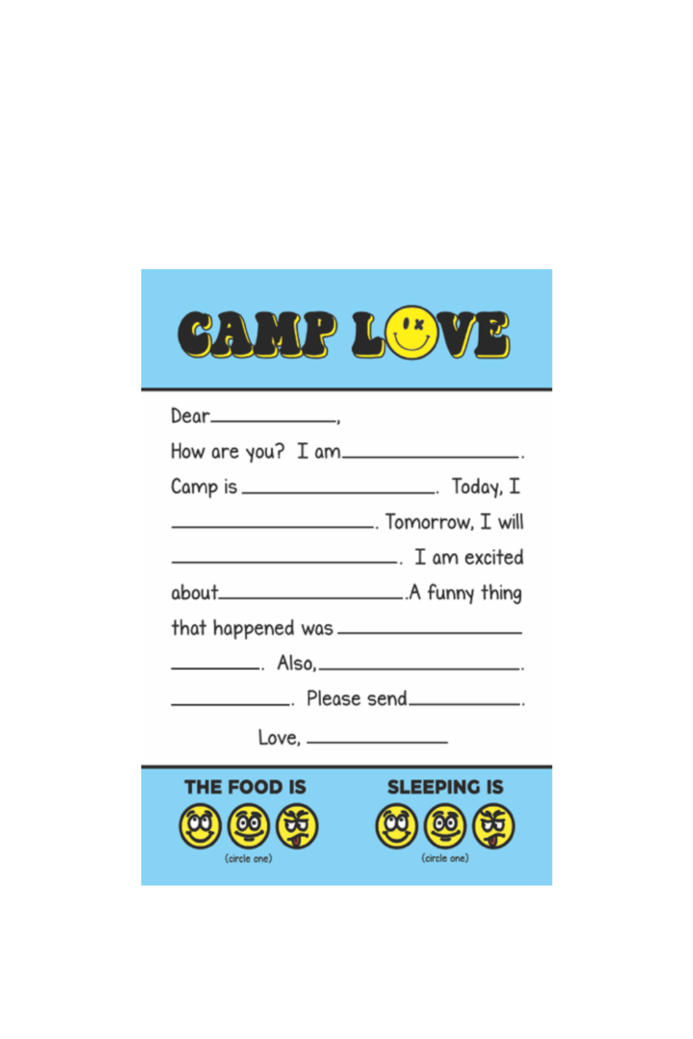 Fill-In Camp Stationery Sets