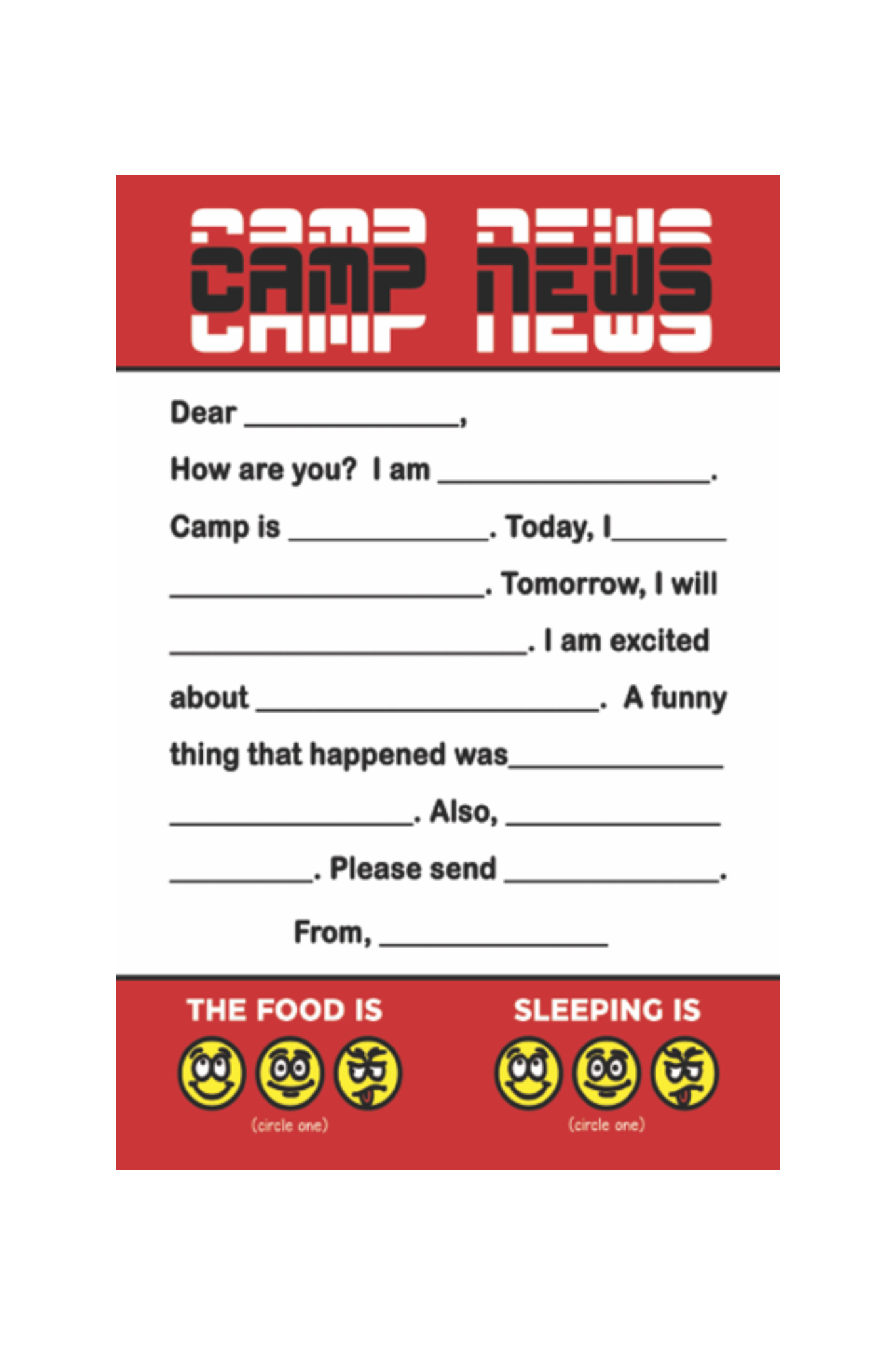 Fill-In Camp Stationery Sets